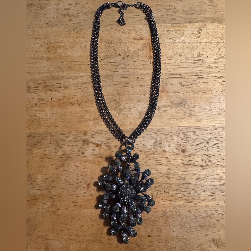 Gun Metal Multi Strand Chunky Statement Necklace